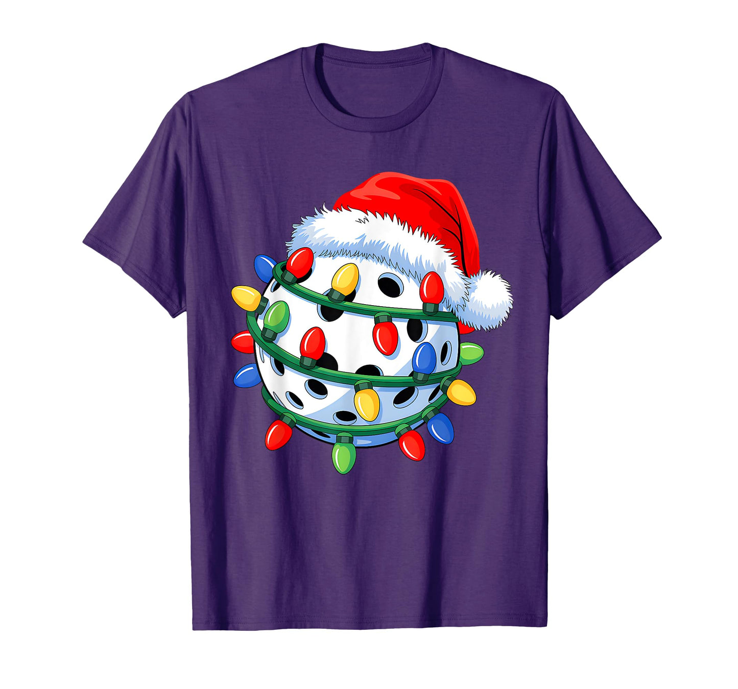 Pickleball Ball Santa Hat Christmas Pickleball Xmas Lights T-Shirt