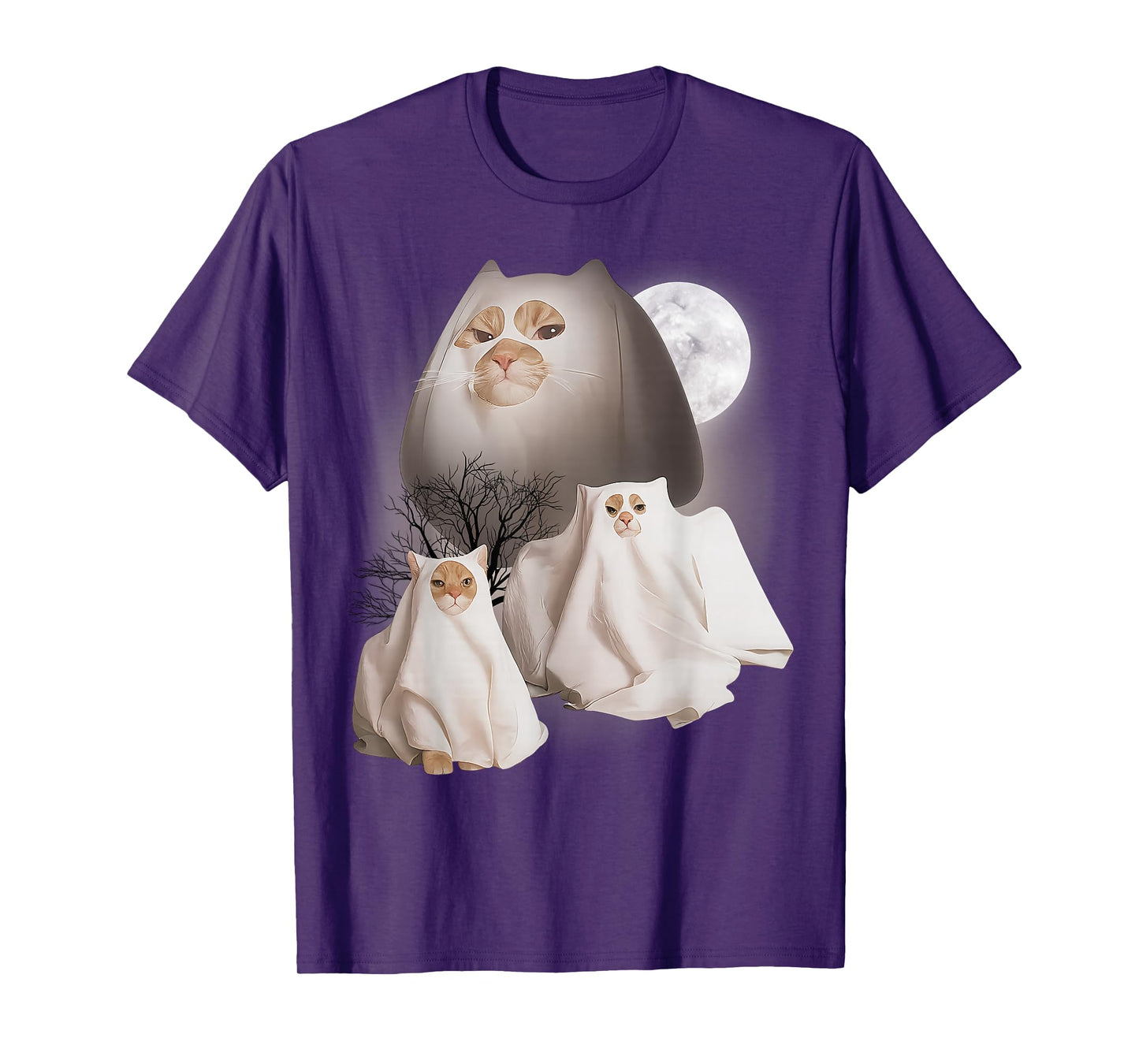 Ghost Cat Meme Funny Halloween Men Women Kids T-Shirt