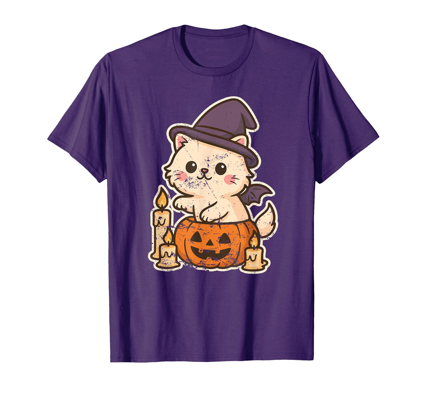 Witch Cat on Pumpkin with Candles T-Shirt