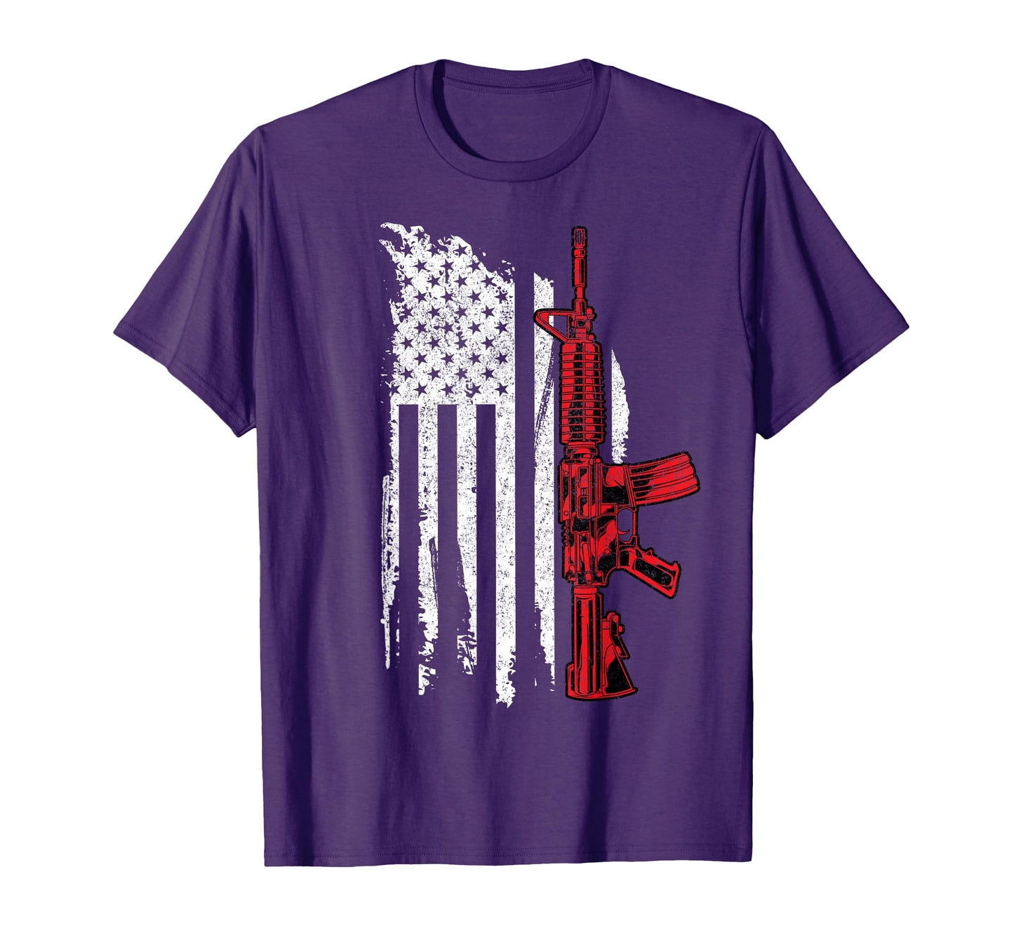 AR-15 Assault Rifle USA Flag Gun T Thin Red Line T-Shirt for Women Men
