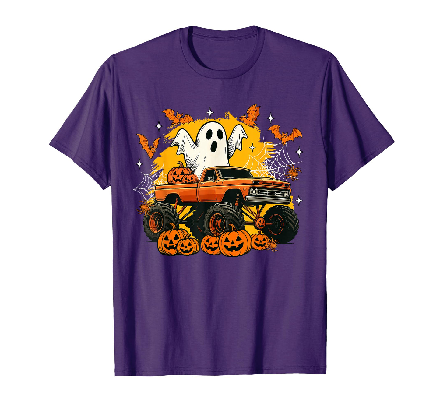Boo Ghost Monster Truck Pumpkin Halloween Toddler Boys Kids T-Shirt