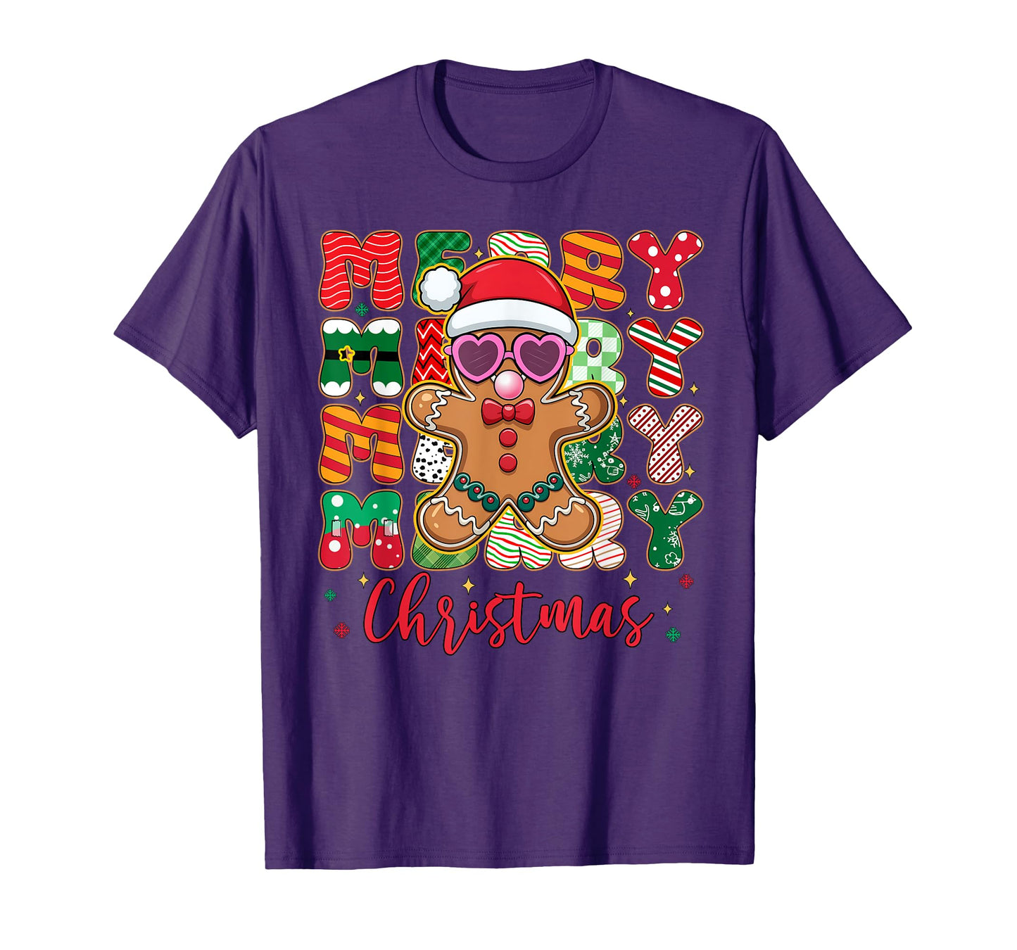 Gingerbread Blowing Bubble Gum Pink Sunglasses Christmas Kid T-Shirt