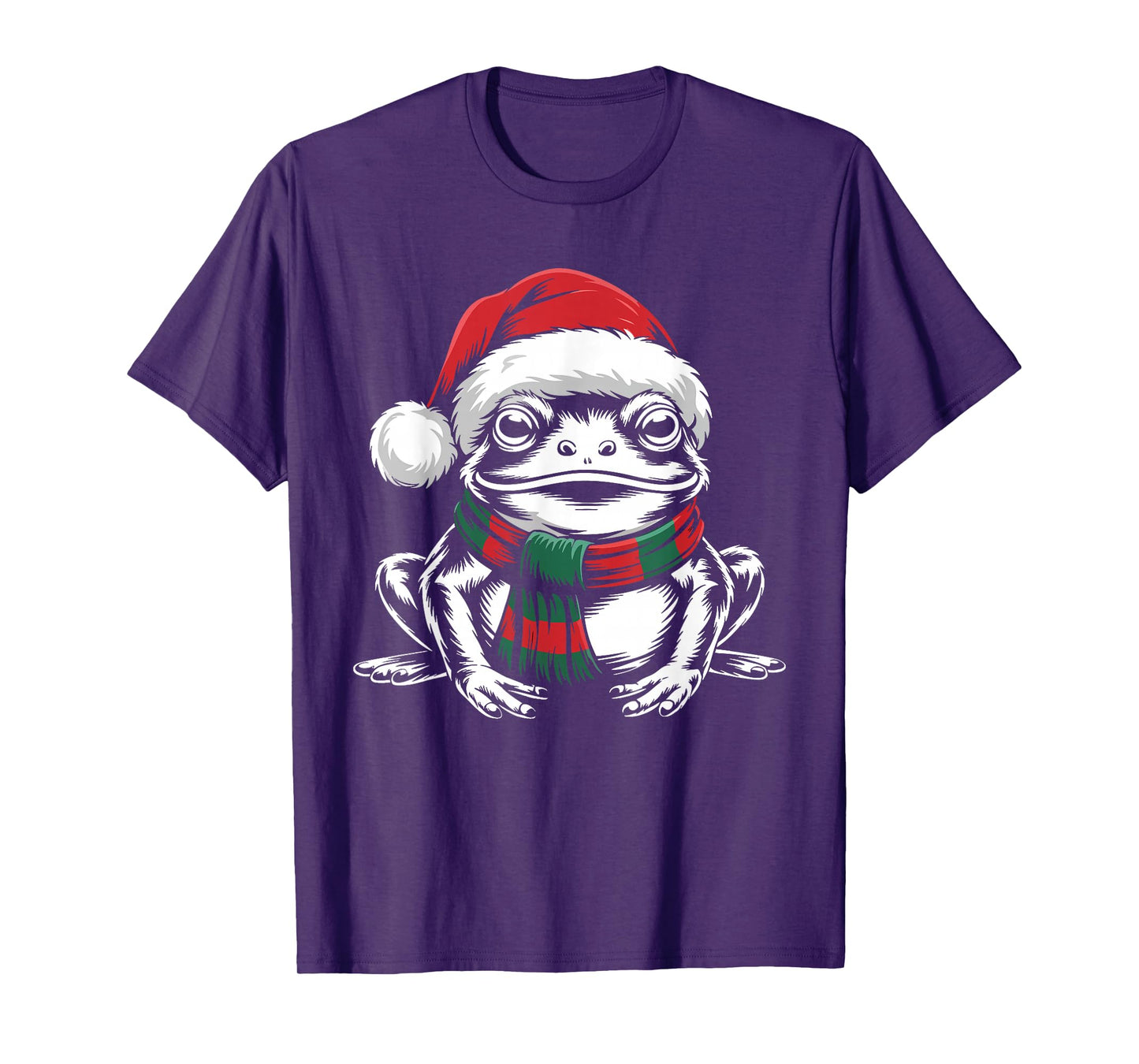 Frog Xmas Santa Hat Scarf Christmas Costume T-Shirt