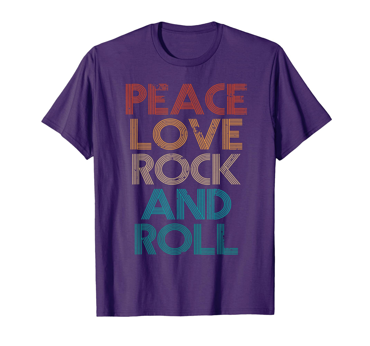 Peace Love Rock N Roll Tee Vintage Band Rock Concert Lovers T-Shirt