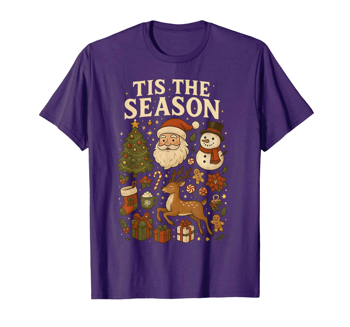 ‘Tis The Season Vintage Christmas Cute Icons Holiday Graphic T-Shirt