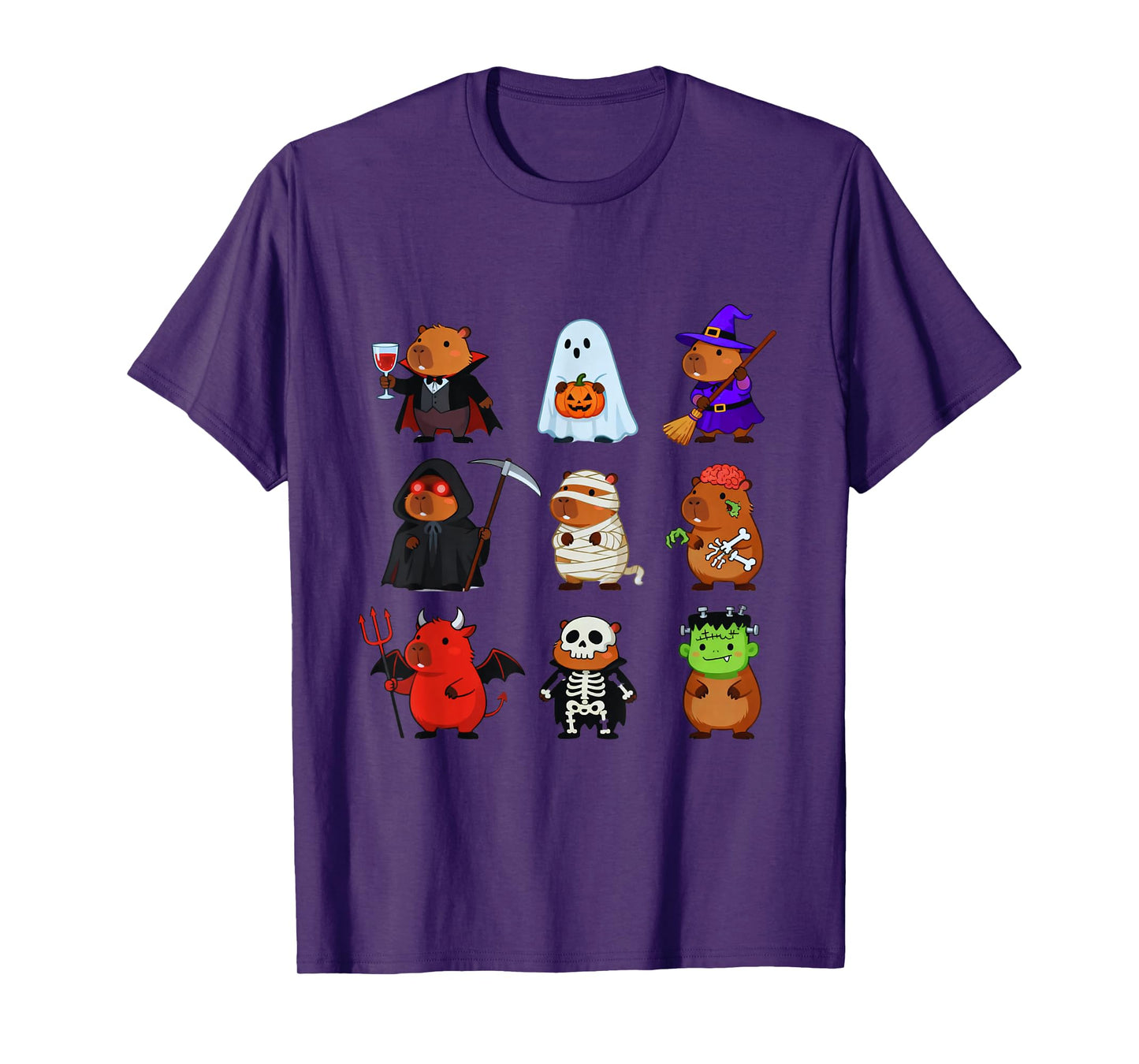 Capybara Spooky Witch Boo Zombie Halloween Fun Design T-Shirt