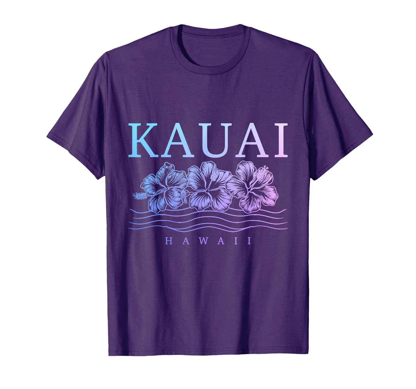 Kauai Hawaii Hawaii Hawaii Hibiscus Flowers Surfer Souvenir T-Shirt