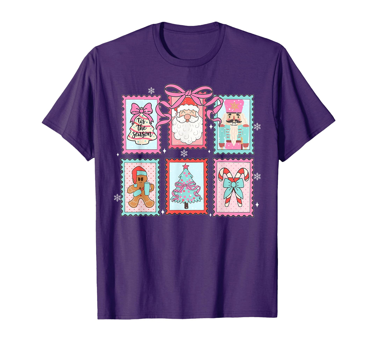 Coquette Bow Merry Christmas Preppy Xmas Pajamas Women Kids T-Shirt