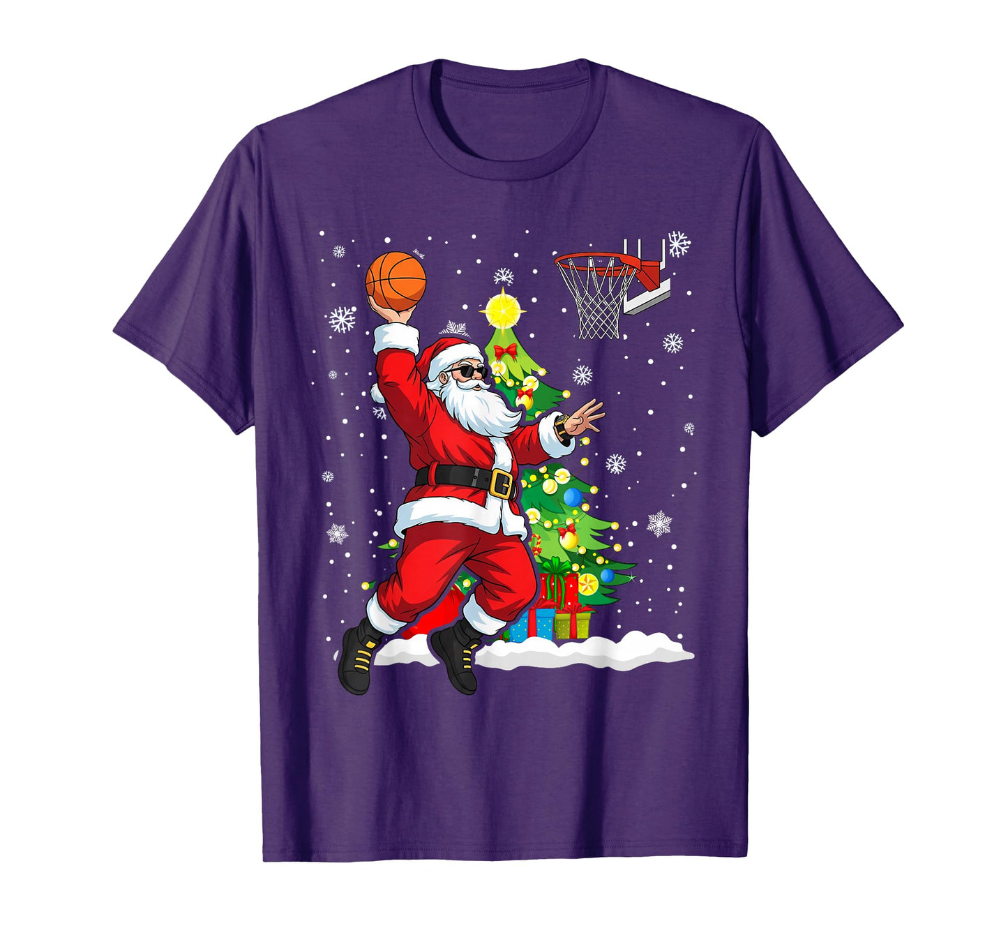 Basketball Christmas Men Boys Santa Claus T-Shirt