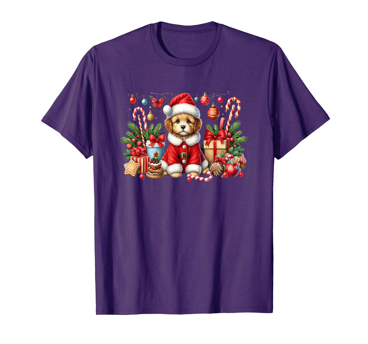 Adorable Santa Puppy Candy Canes Ornaments T-Shirt