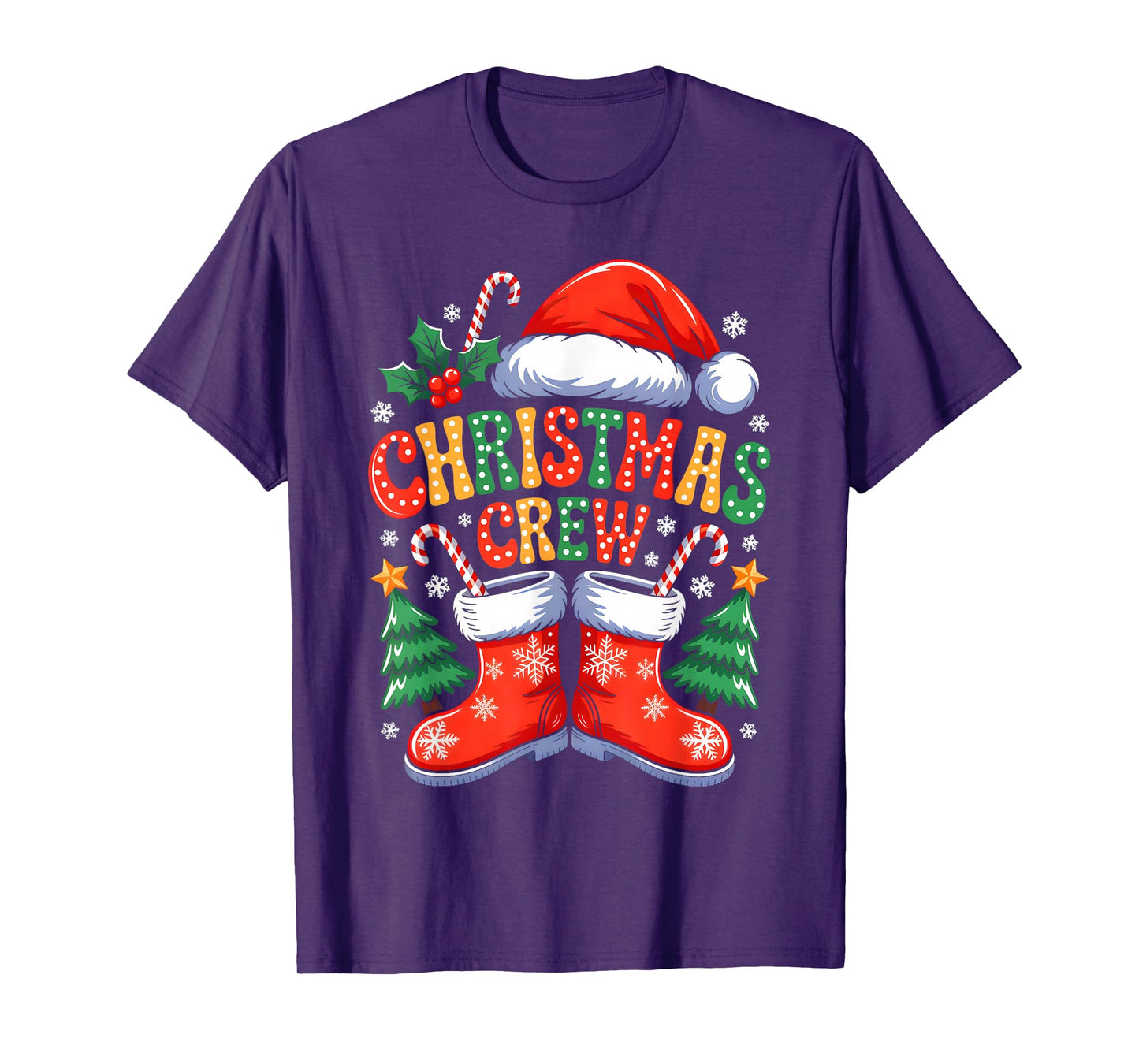 Funny Christmas Crew Xmas Squad Santa Family Pajamas Groovy T-Shirt