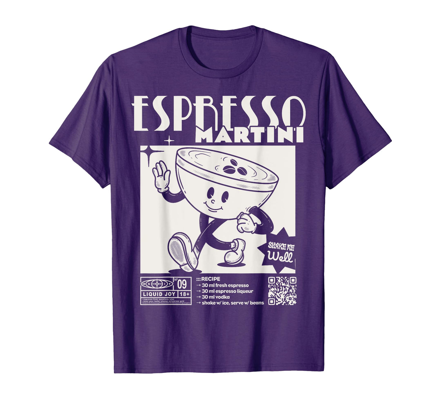 Espresso Martini Recipe | Liquid Joy 09 | Cocktail Cartoon T-Shirt