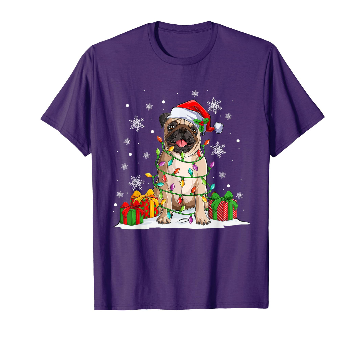 Bulldog Dog Christmas Tree Lights Matching Family Pajamas T-Shirt