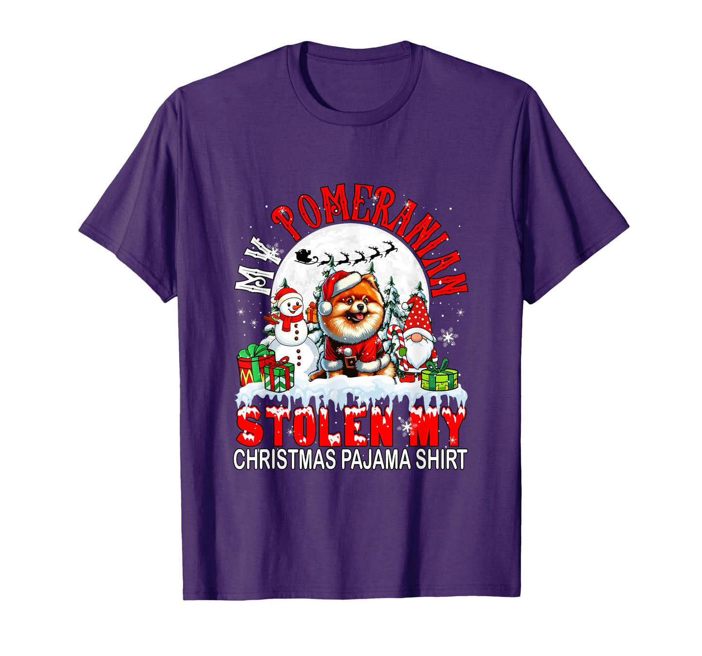 My Pomeranian Stolen My Christmas Pajama Shirt Santa Dog T-Shirt