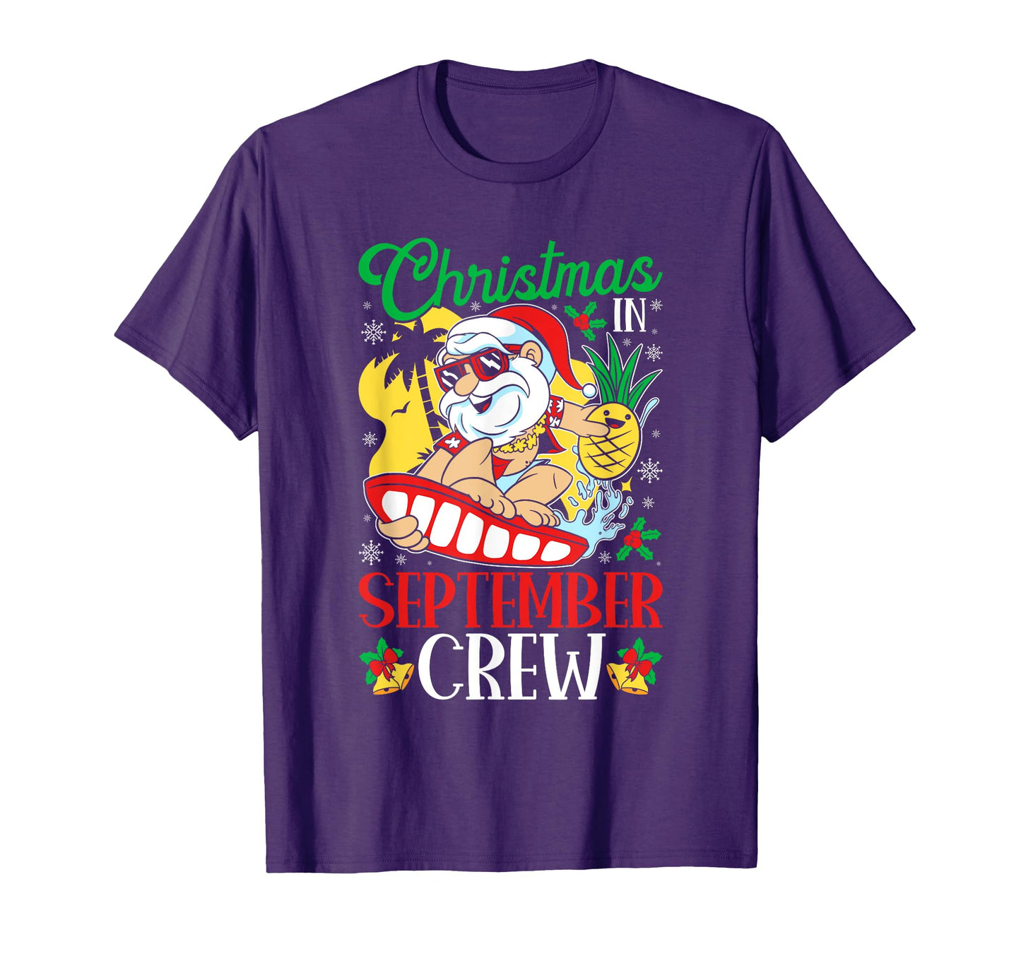 Christmas in September Crew Hawaiian Tropical Santa T-Shirt