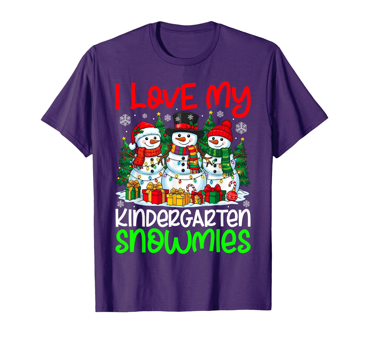 I Love My Kindergarten Snowmies Christmas Teacher Xmas T-Shirt