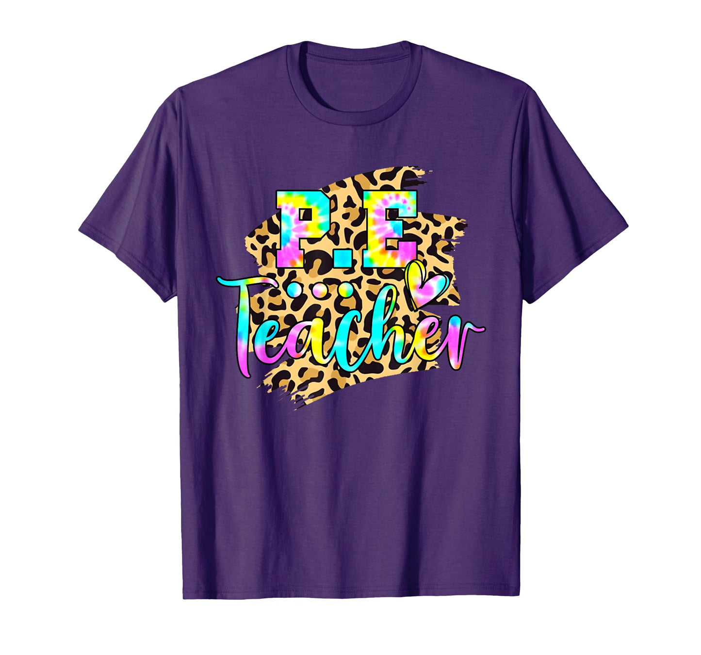 Tie Dye PE Teacher Physical Education Leopard Back To School T-Shirt for Men Women