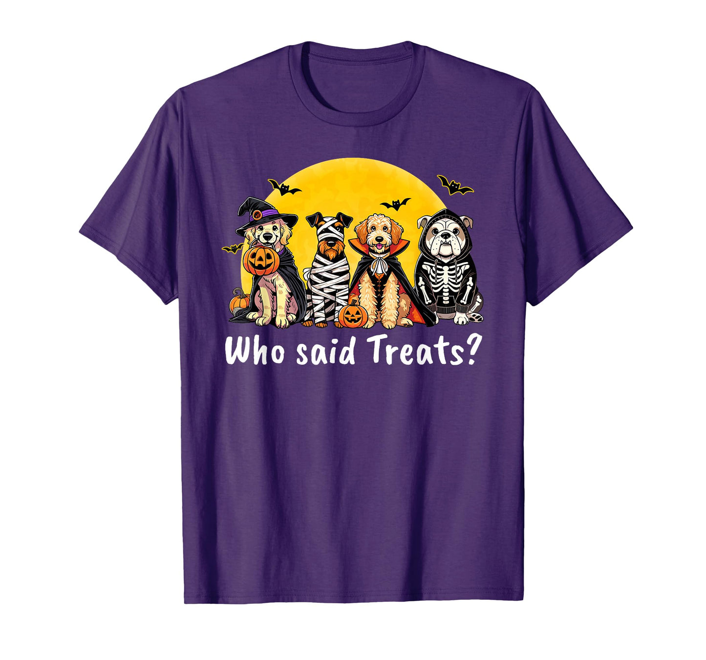 Who Said Treats Funny Halloween Dog Design T-Shirt
