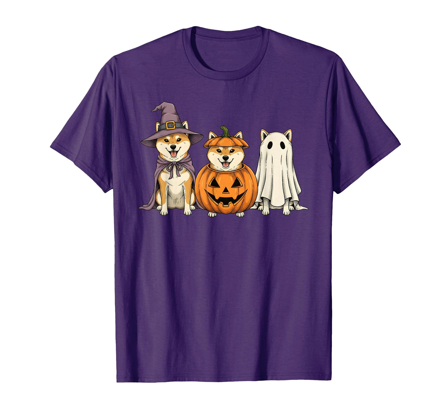 Spooky Ghost Shiba Inu Pumpkin Halloween Dog Lover T-Shirt