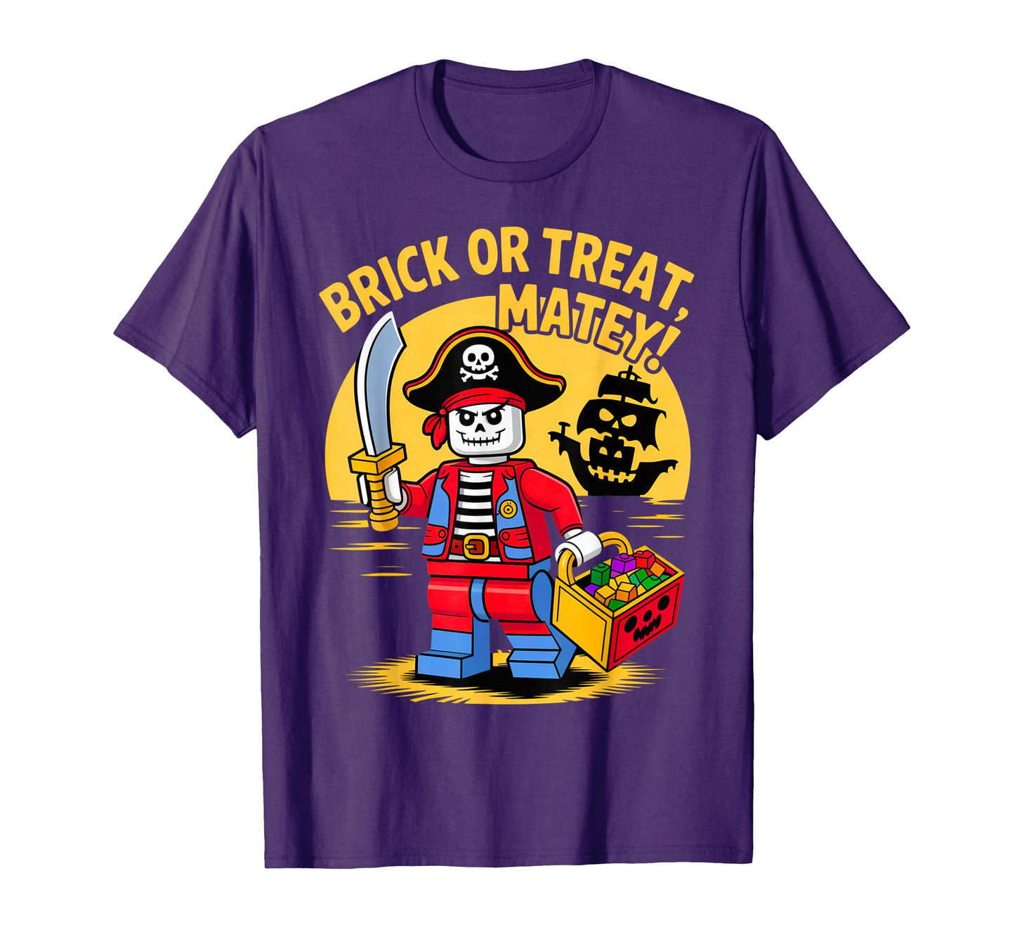 Halloween Bricks Pirate Skeleton Builder Blocks Building Toy T-Shirt