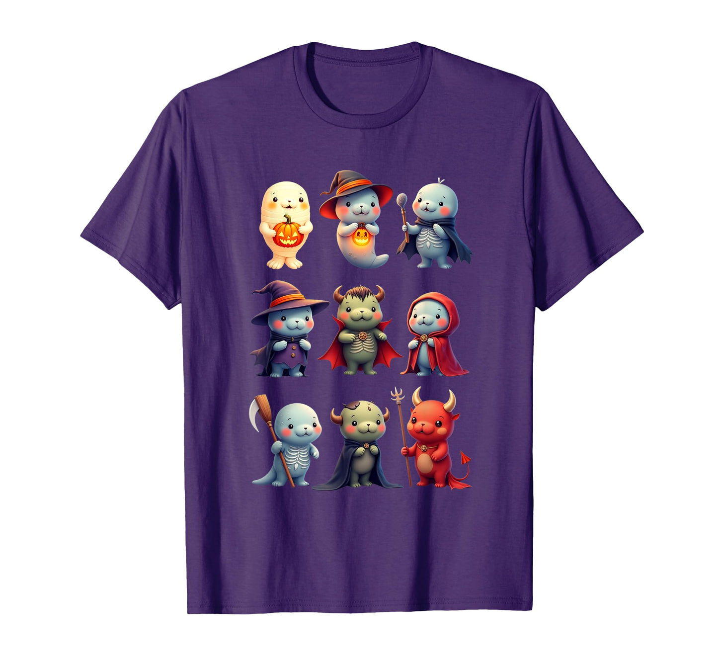 Funny Cute Manatee Boo Witch Zombie Vampire Halloween T-Shirt