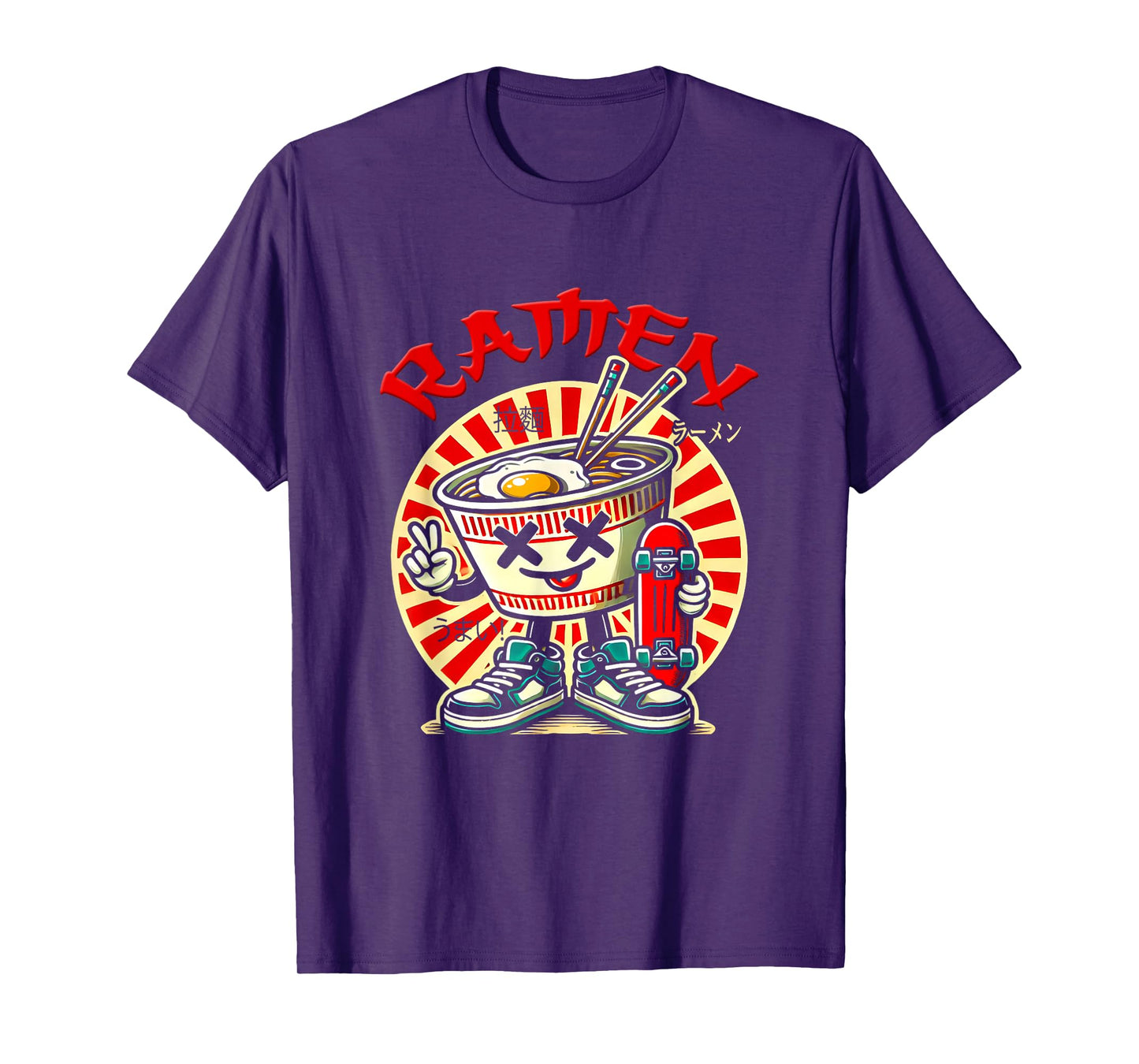 Cute Ramen Skater Tee Kawaii Anime Skateboard Lover Teens T-Shirt