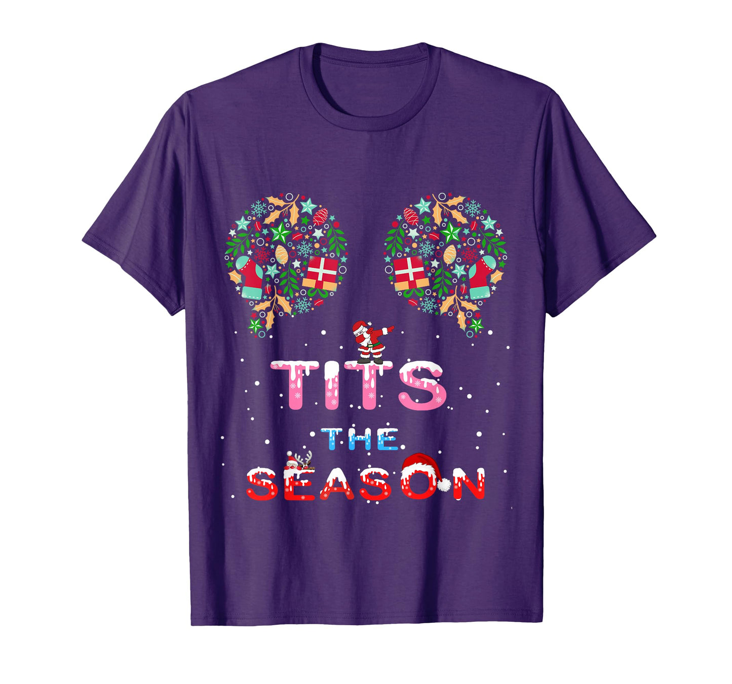 Tits The Season Merry Titsmas Boobs Rude Santa Dabbing Funny T-Shirt