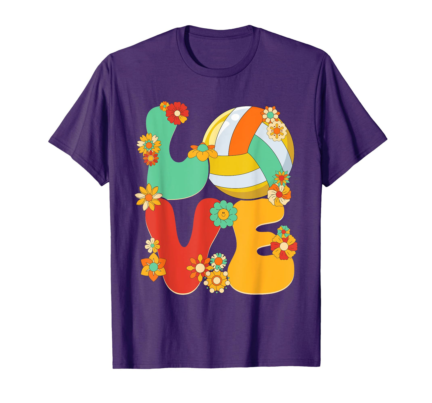 Volleyball Love Shirt Groovy Flower Volleyball Lover Girls T-Shirt