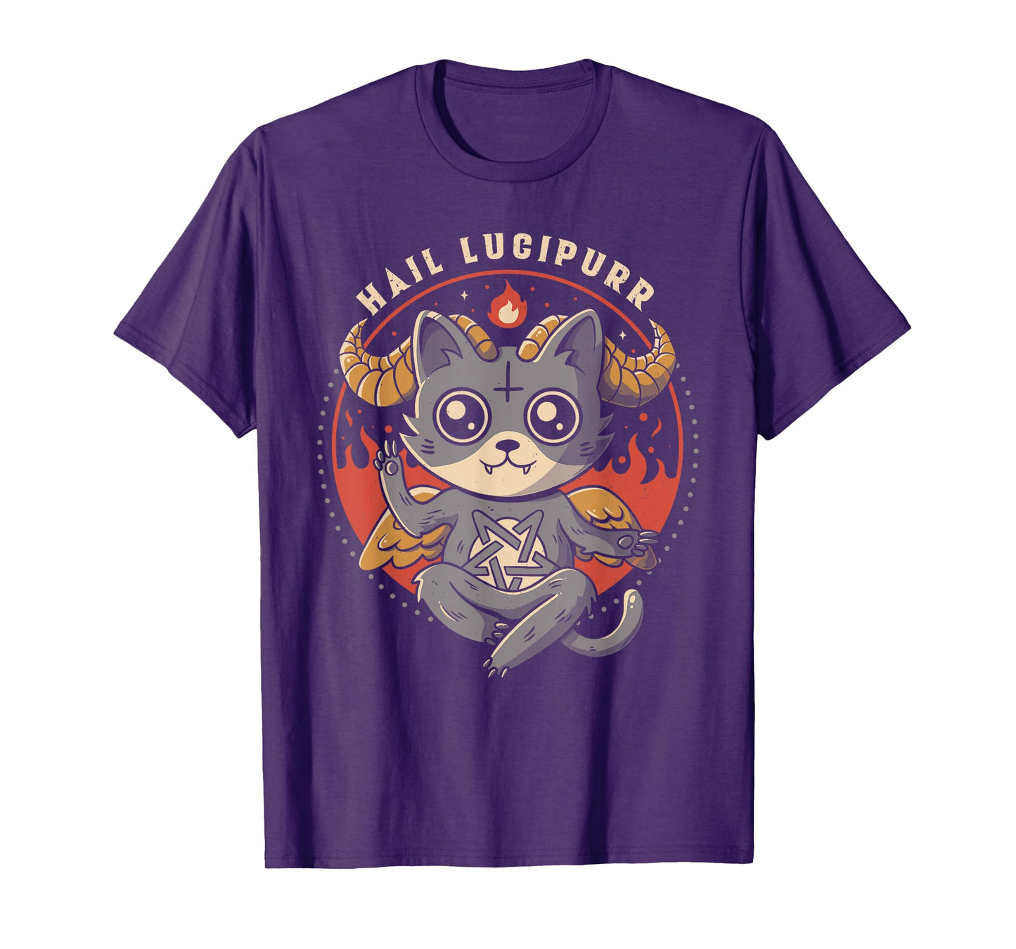 Hail Lucipurr Devil Cat Lover Pentagram Satan Cute Baphomet T-Shirt for Men Women