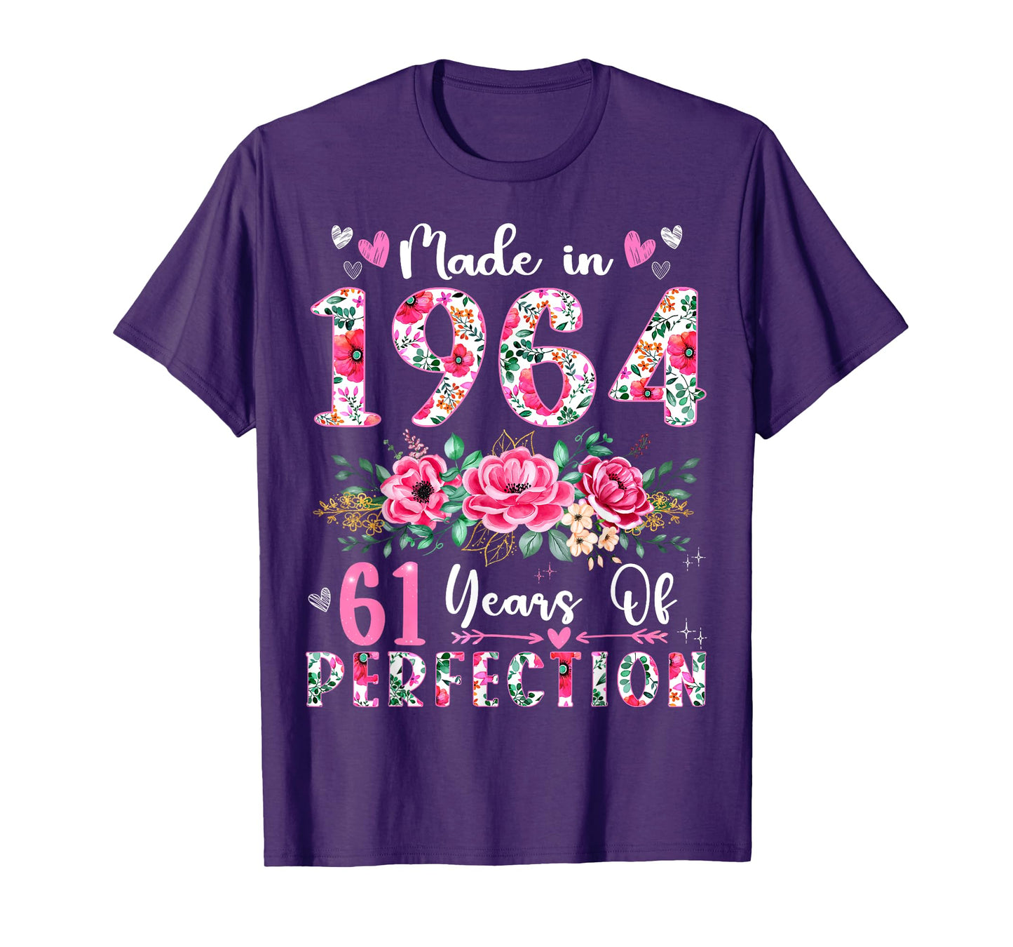 61 Year Old Made In 1964 Floral 61th Birthday Women T-Shirt