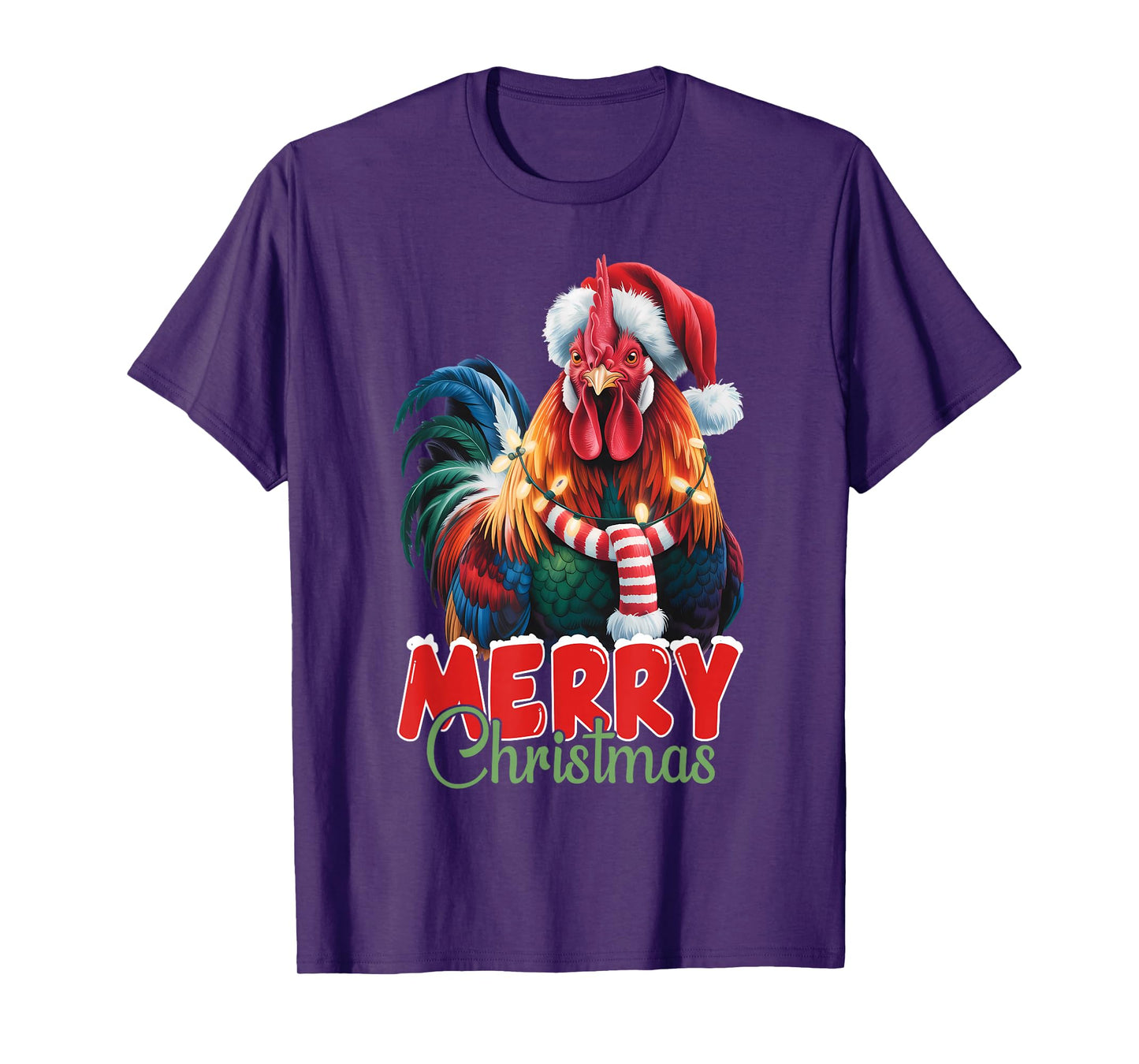 Christmas Lights Funny Chicken Santa Xmas Family Matching T-Shirt