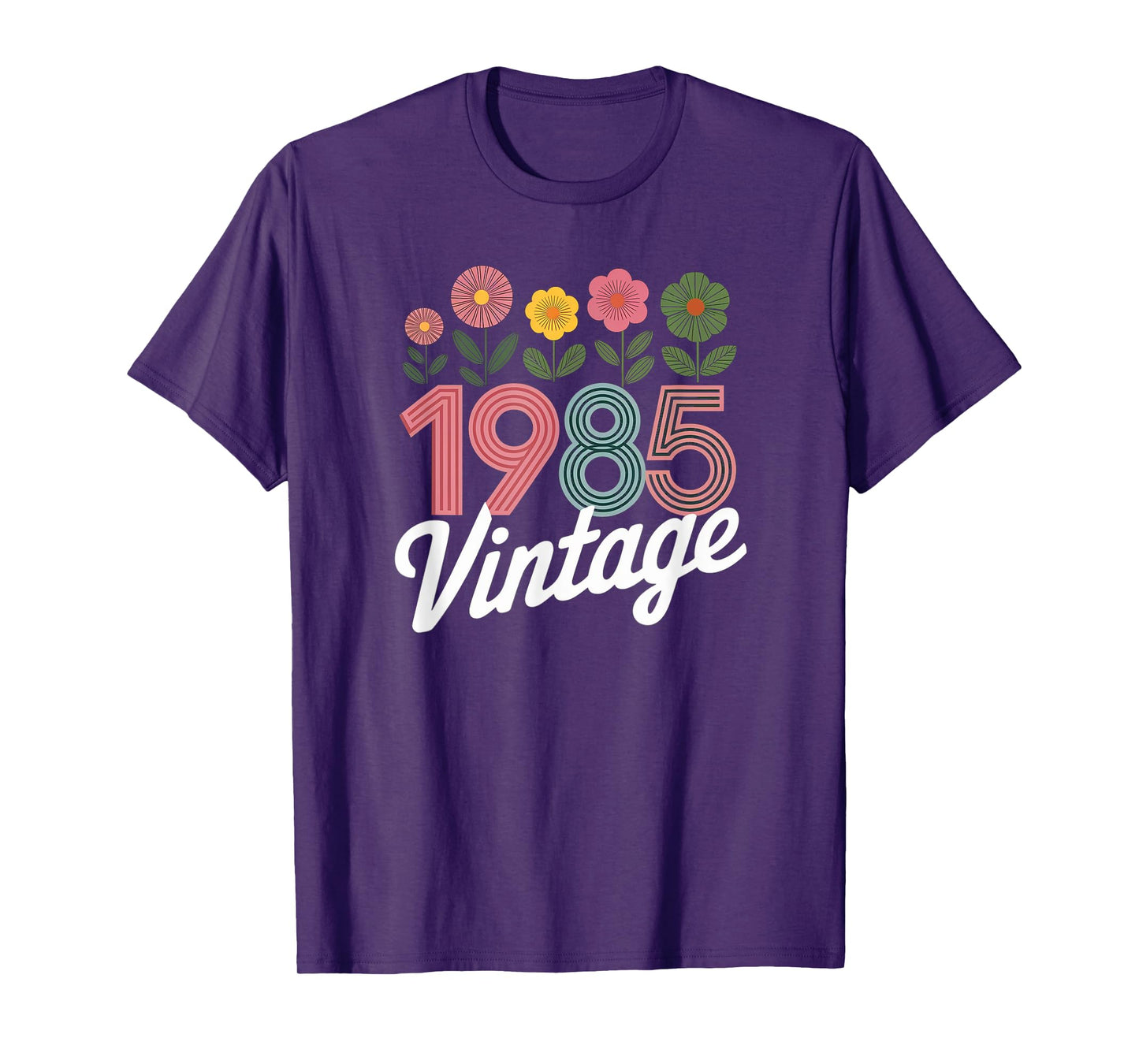 Vintage 1985 Retro Born Flowers Birthday Daughter Women T-Shirt
