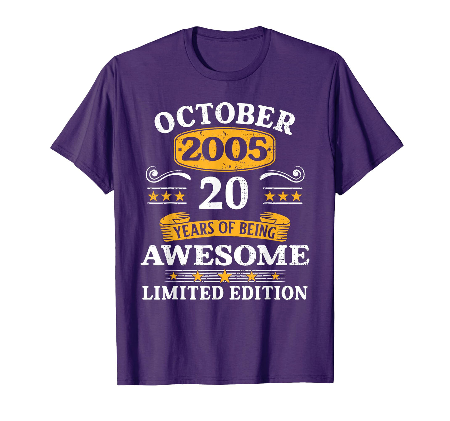 20 Years Old Awesome Since October 2005 20th Birthday Gifts T-Shirt