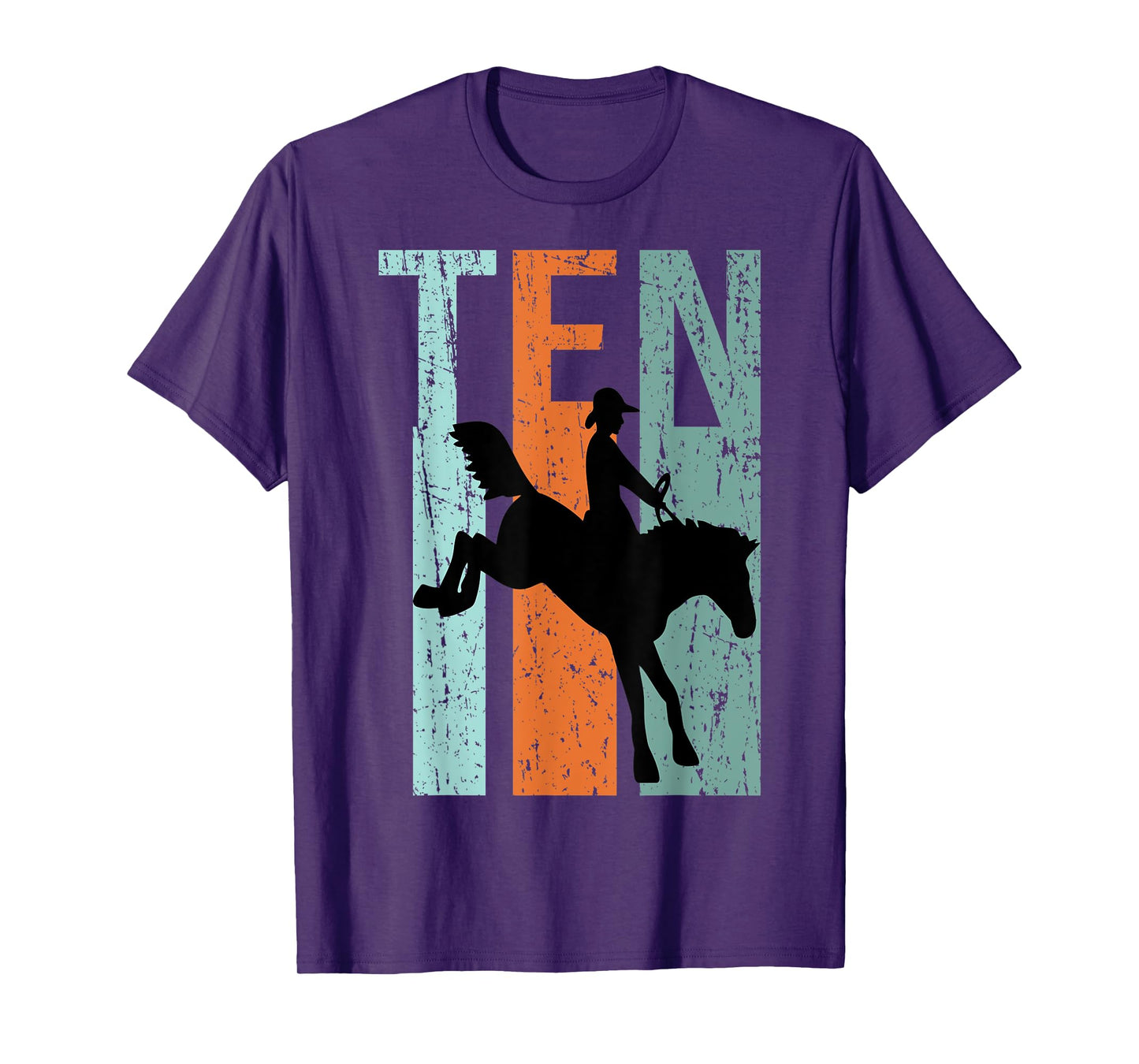 10th Birthday Kids Retro Rodeo Horse Lovers Cowboys Rider T-Shirt