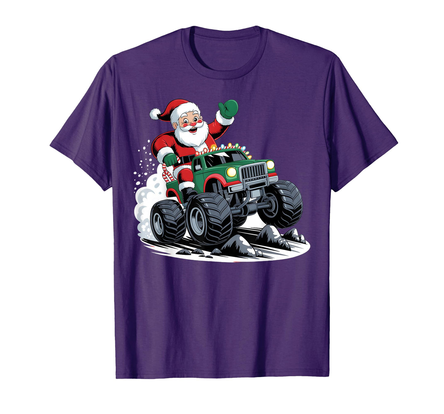 Monster Truck Christmas Santa Claus Funny Xmas Boys Kids T-Shirt