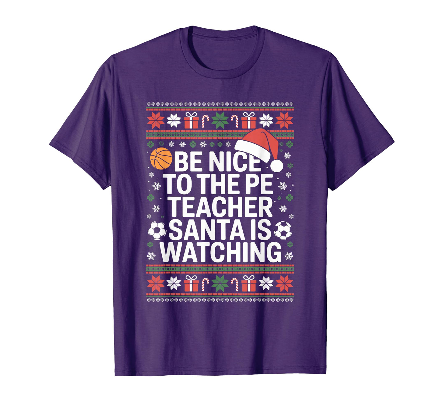 PE Teacher Ugly Christmas Sweater Physical Education Xmas T-Shirt