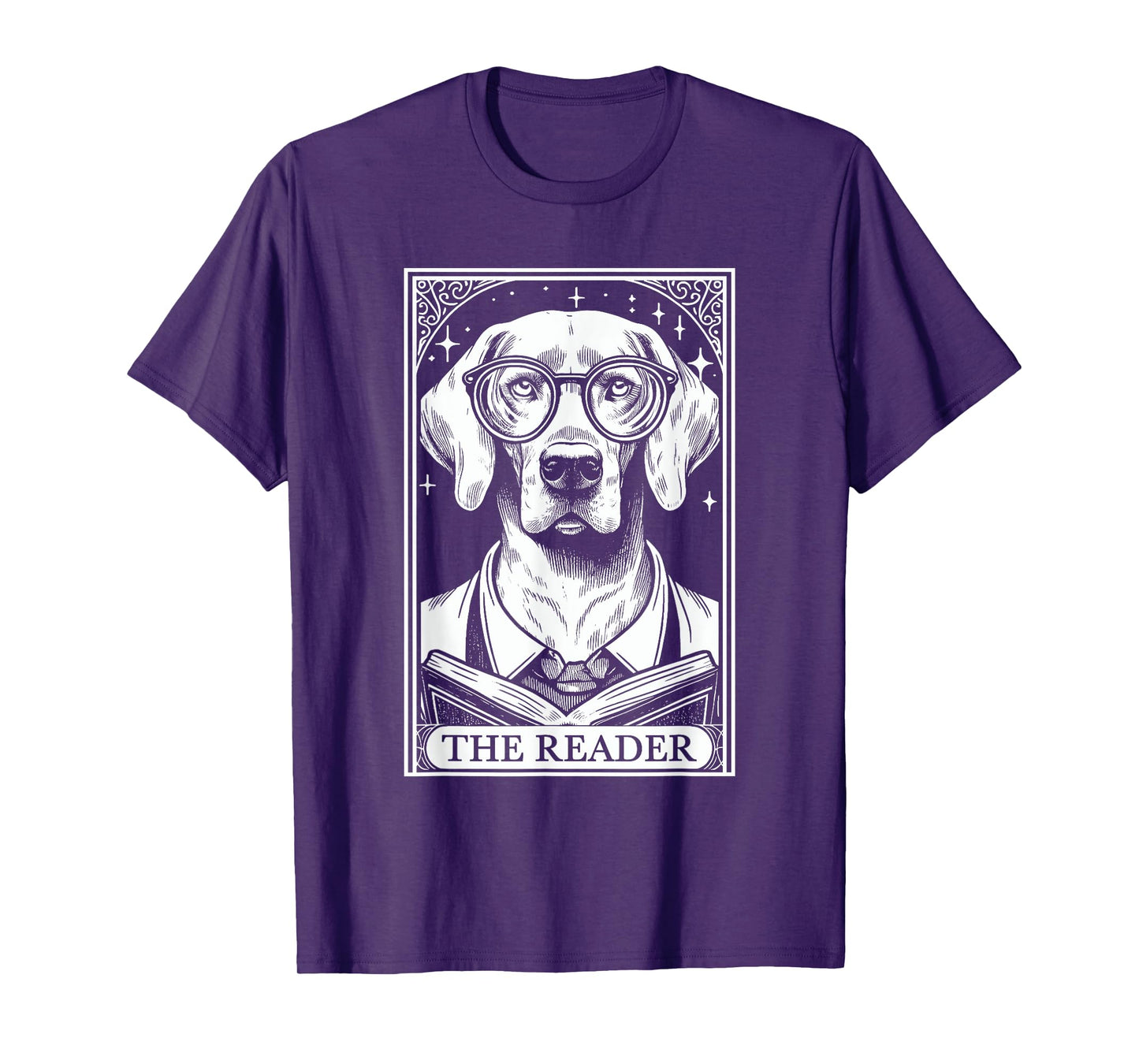 Tarot Card Vintage Weimaraner Dog Book Lover The Reader T-Shirt