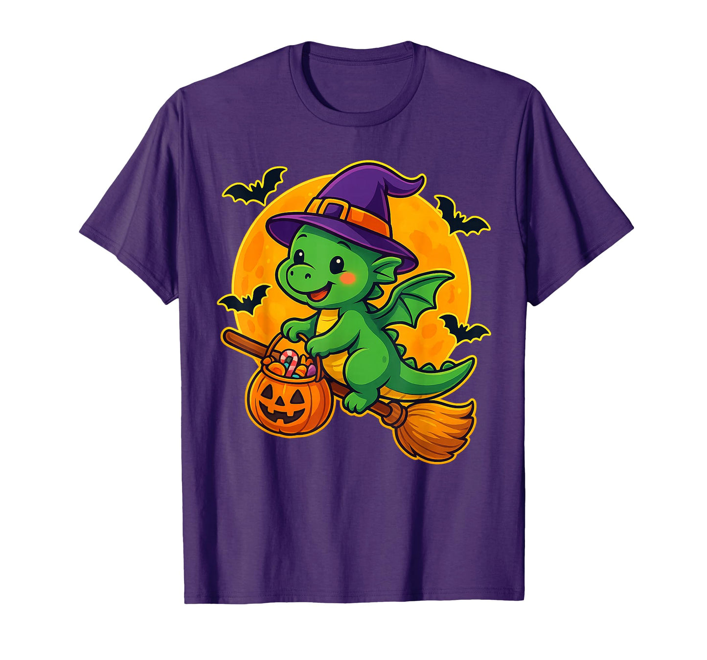 Cute Dragon Witch Pumpkin Halloween Costume Boys Girls T-Shirt