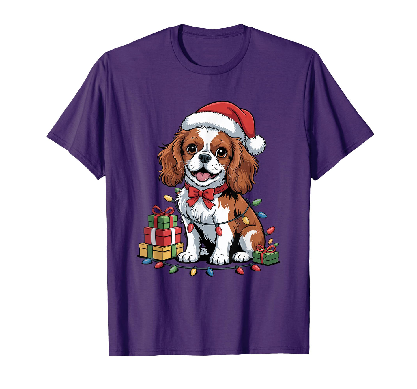 Cute Cavalier Santa Hat Christmas Xmas Dog Lover Holiday T-Shirt