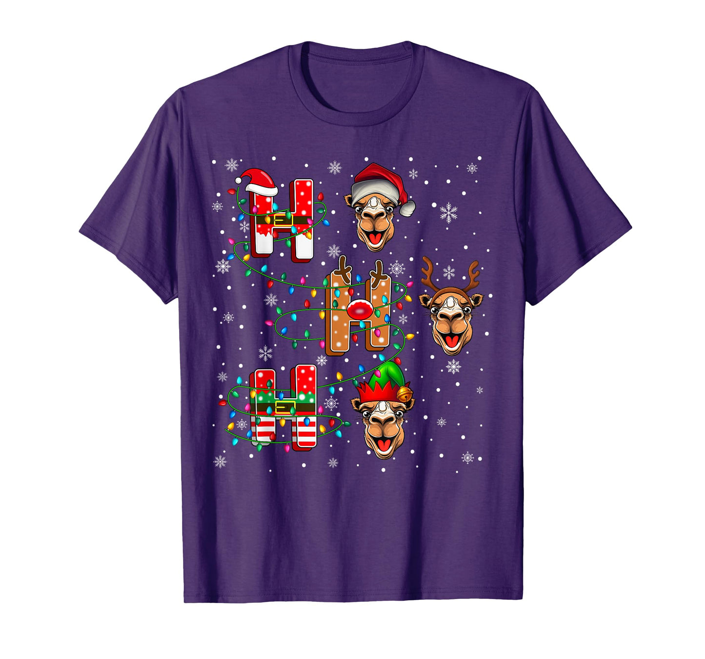Ho Ho Ho Santa Reindeer Hat Elf Camel Animal Christmas T-Shirt