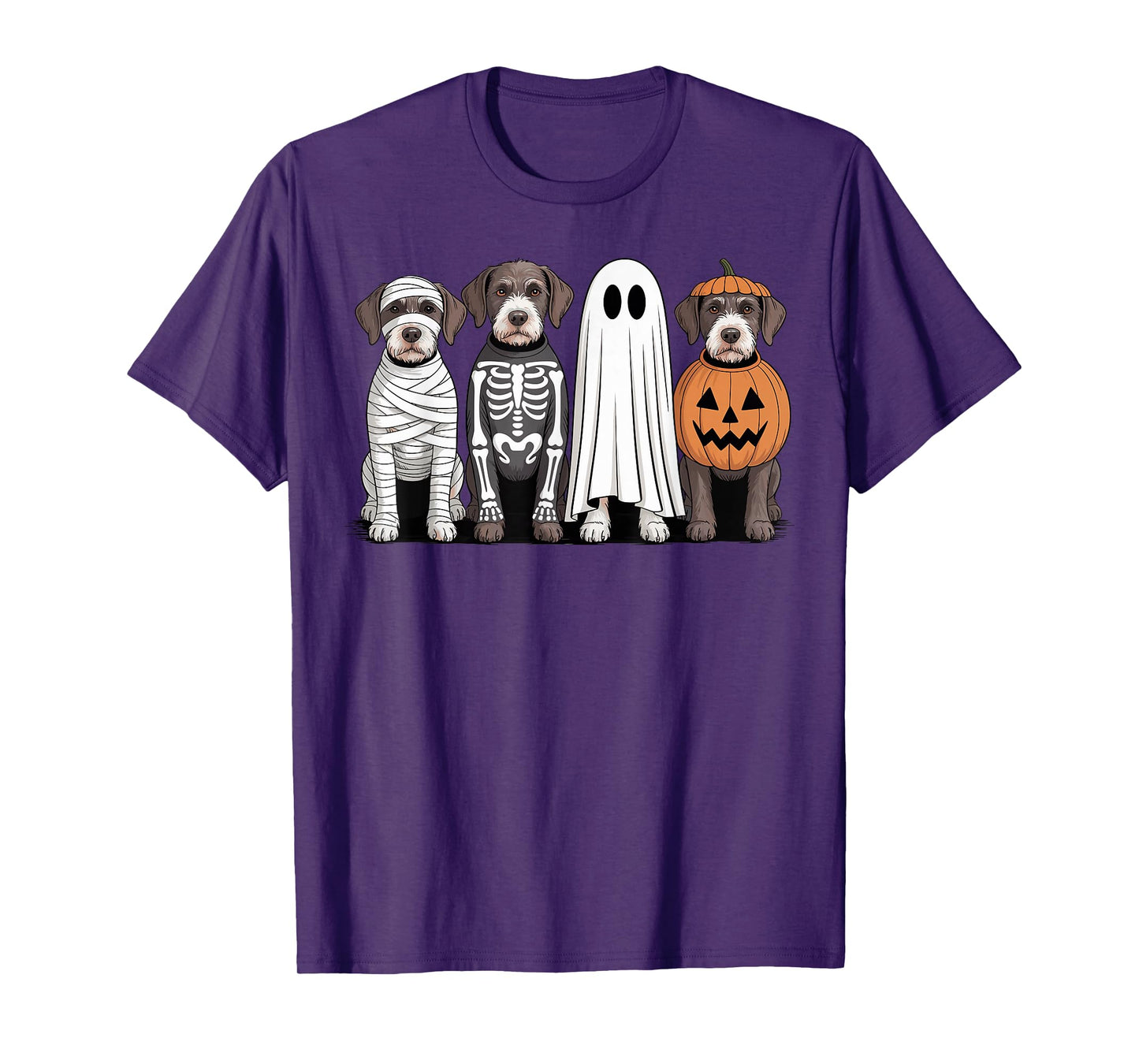 Spooky Ghost GWP Pumpkin Halloween Dog Skeleton T-Shirt
