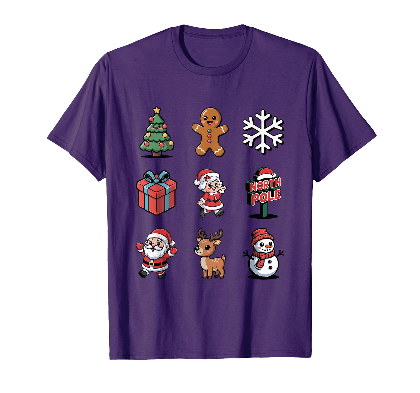 Cute Christmas Tree Gingerbread Santa Reindeer Elf T-Shirt