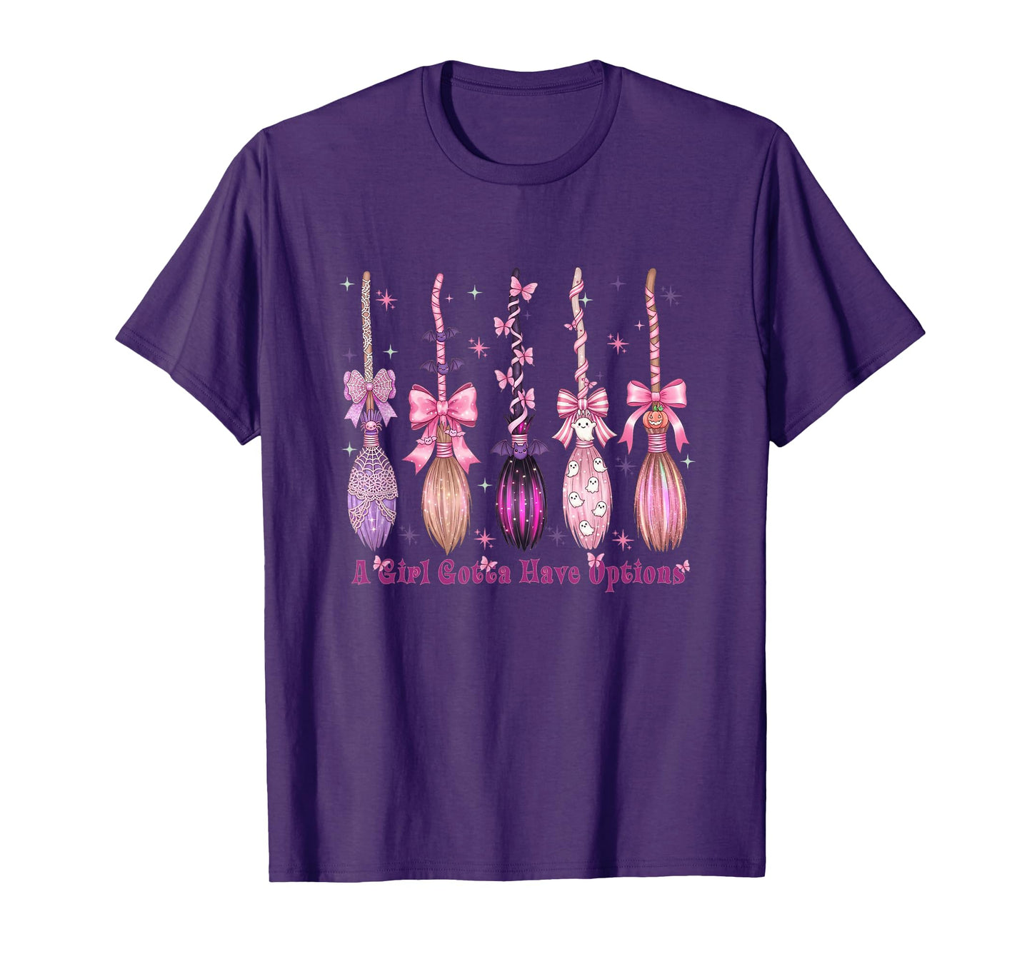 Retro A Girl’s Gotta Have Options,Halloween Witches Brooms T-Shirt