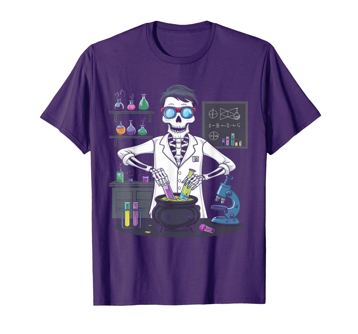 Funny Science Teacher Halloween Skeleton Scientist Chemistry T-Shirt