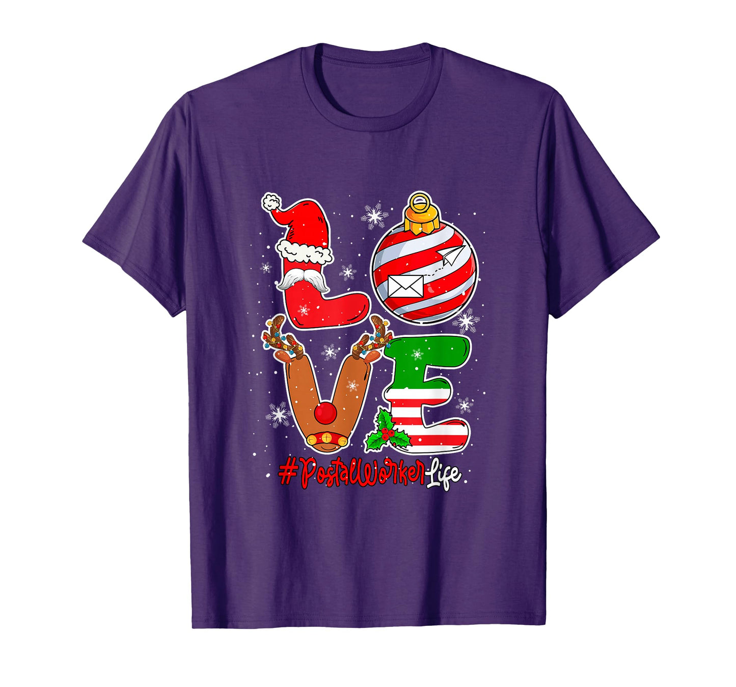 Love Postal Worker Christmas Santa Reindeer Costume Job Team T-Shirt