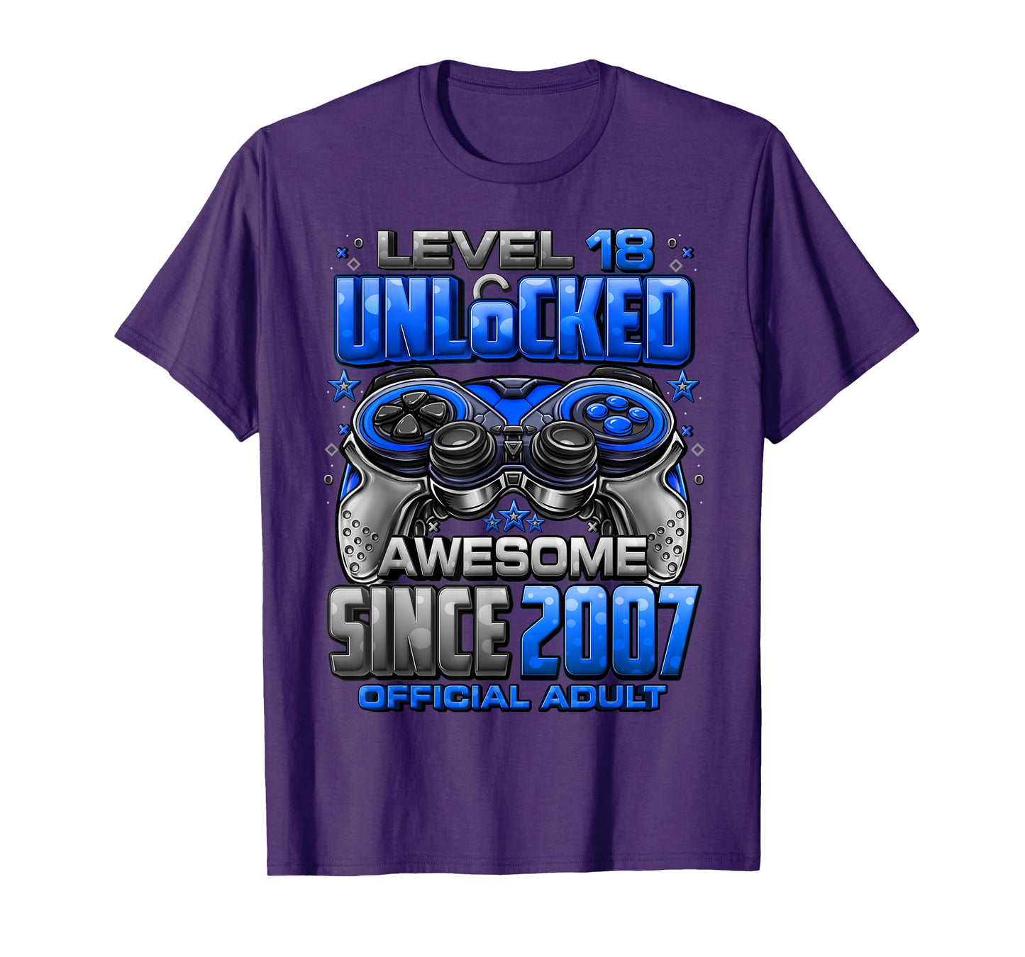 Level 18 Unlocked Awesome Since 2007 18th Birthday Gaming T-Shirt