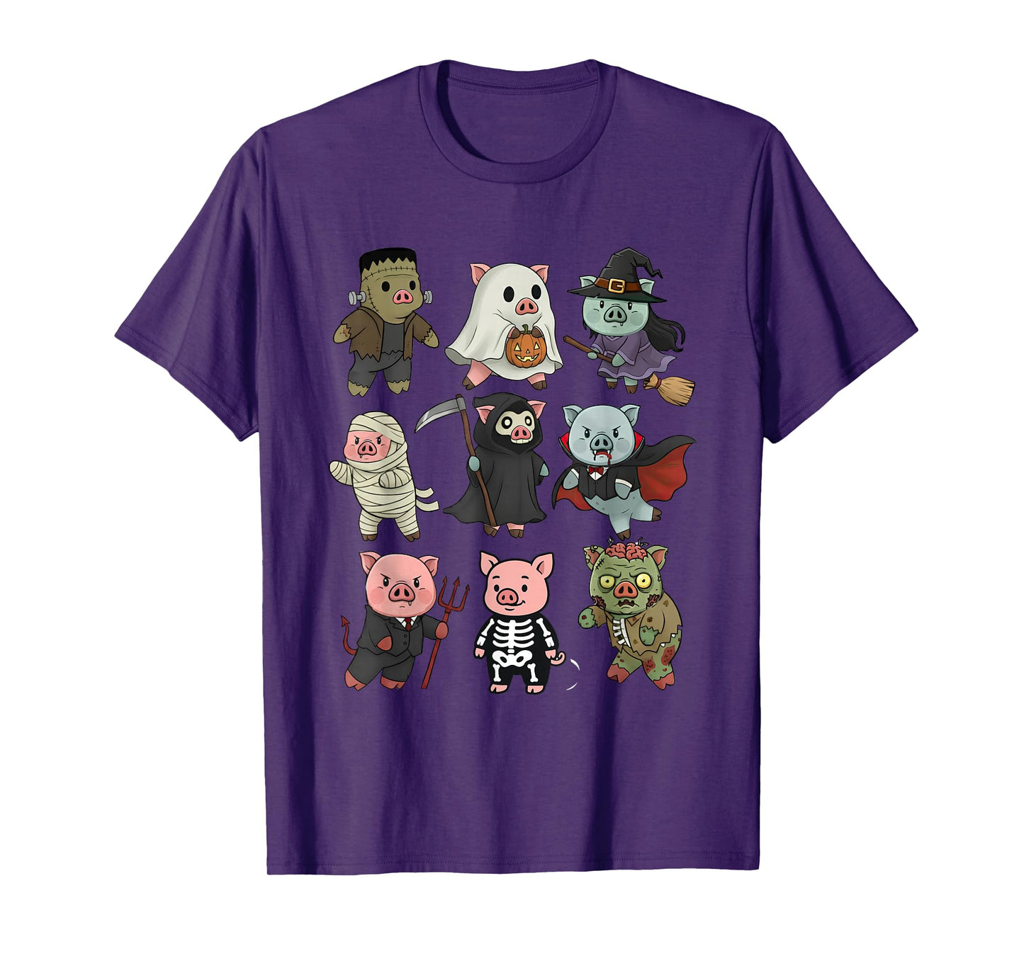 Cute Pig Ghost Zombie Witch Mummy Halloween Costume Kids T-Shirt