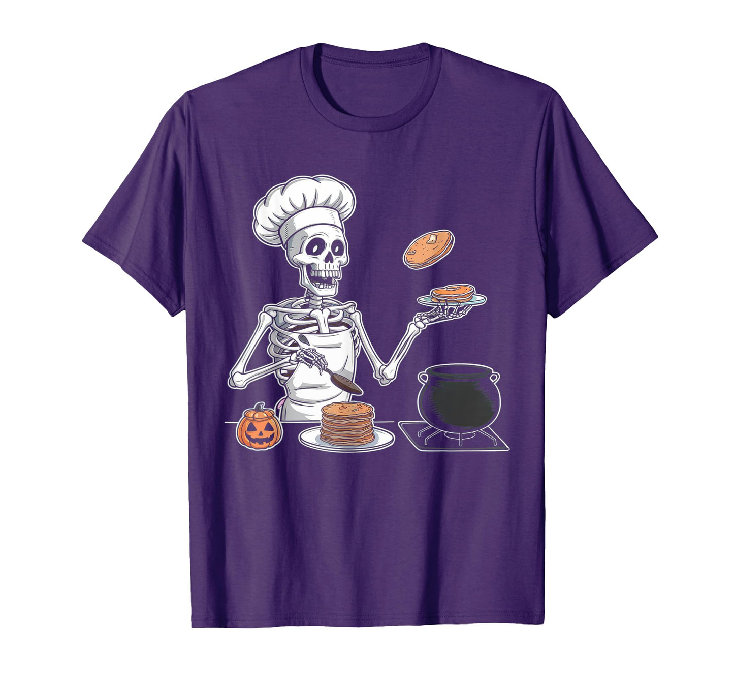 Skeleton Cooking Halloween Shirt Spooky Chef Pancakes Cook T-Shirt