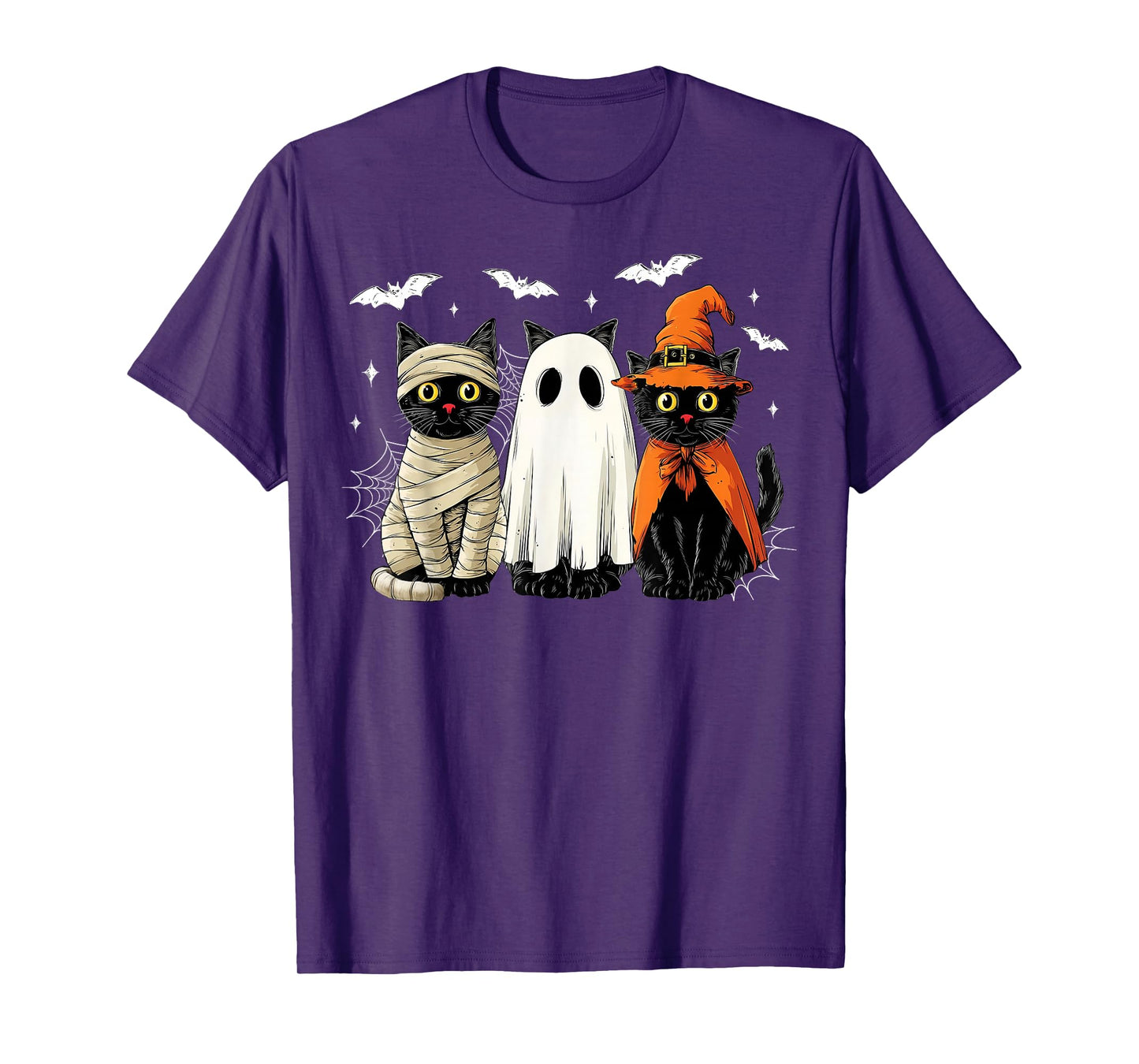 Trick or Treat Black Cat Halloween Witch Ghost Cats Pumpkin T-Shirt