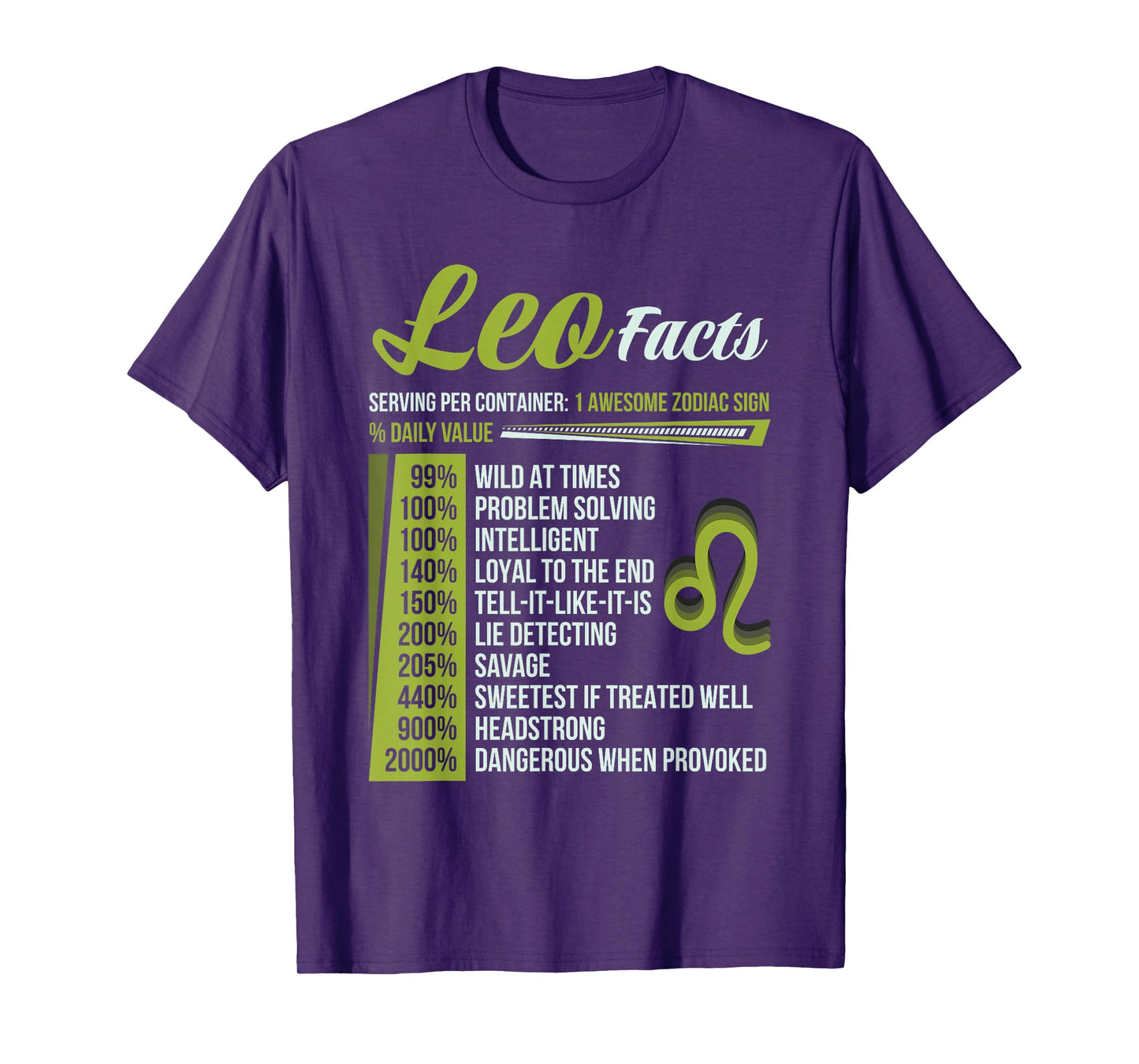 Leo Facts Traits Horoscope Zodiac Astrological Sign Funny T-Shirt, Small, Black